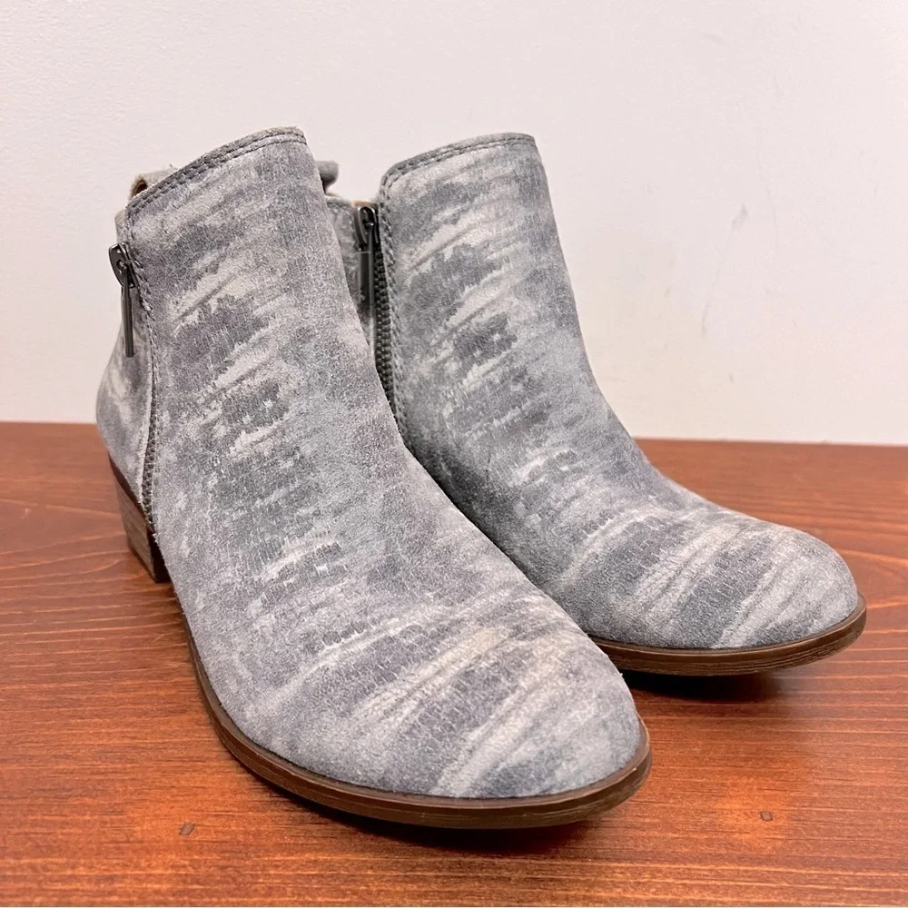 Lucky Brand Basel Ankle Leather Suede Gray Space Dye Bootie 6